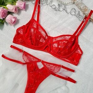 Elegant Red Lace Lingerie Set
